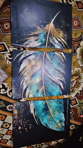Set of 3 Feather Wall Art Wooden Phototile Modern Home Wall Decors photo review