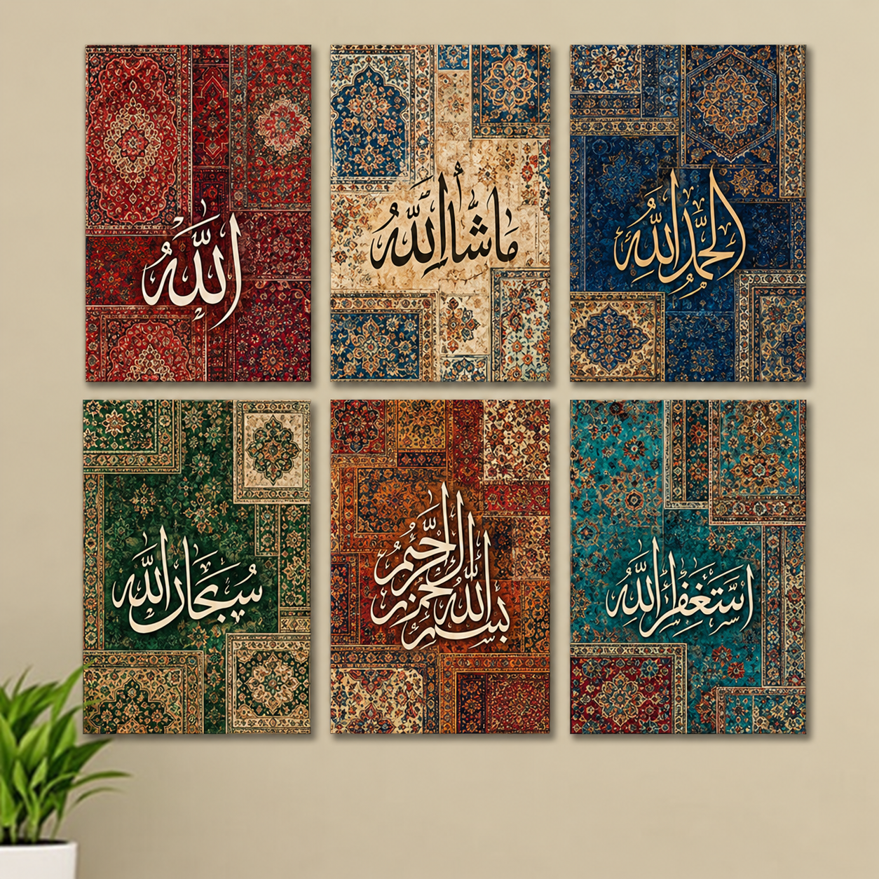 Set of 6 Persian Carpet Style Islamic Wall Art Decors - BetterWalls