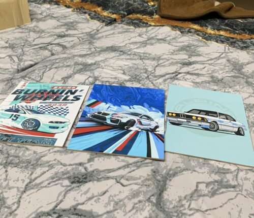 Set of 3 Premium Wall Art Photo Tiles – Modern Home Decor (Burnin Wheels) photo review