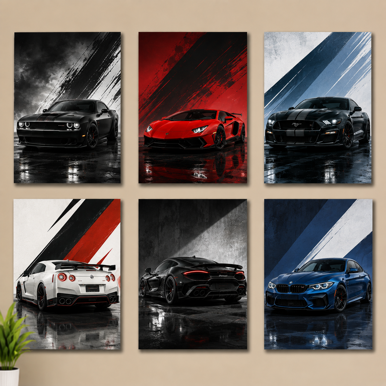 Set of 6 Car Decors - Different Racing Cars Phototile Frames